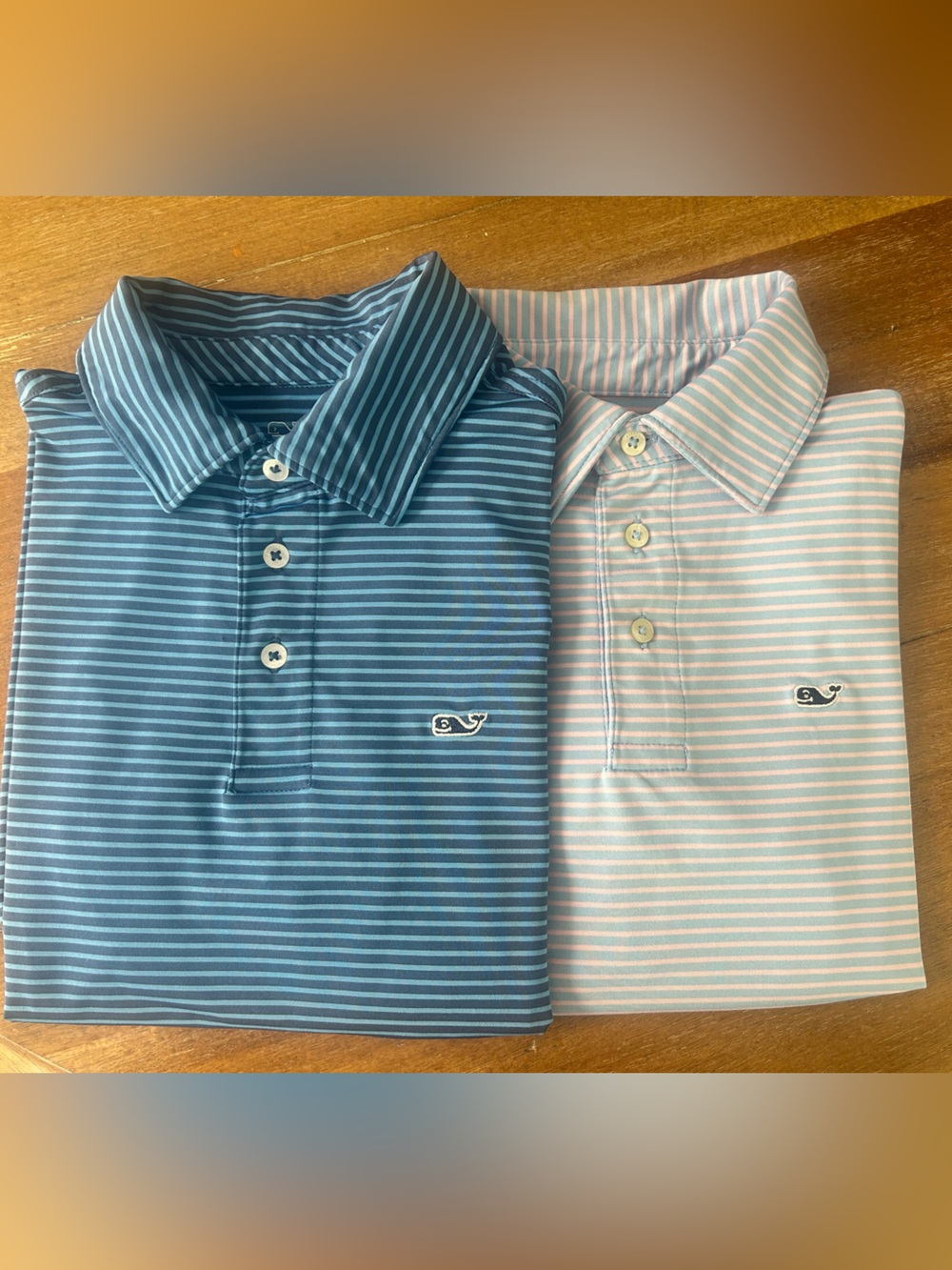 Set of 2 Boys Vineyard Vines Sankaty Performance Polos in Bradley Stripe. Size S